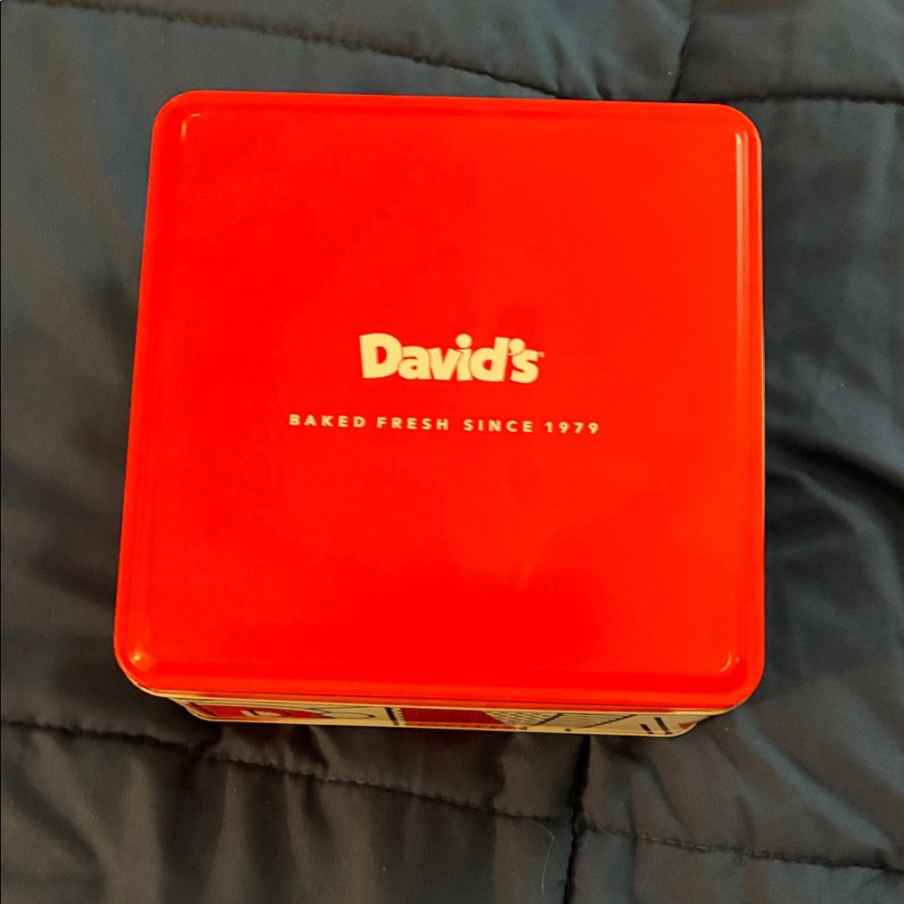 David's Red Empty Tin Box